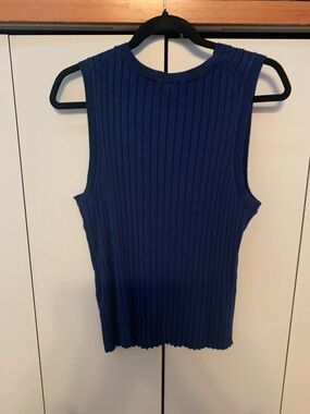 Banana Republic Ribbed Rayon/Nylon/Spandex Tank Top size large Jazz Blue